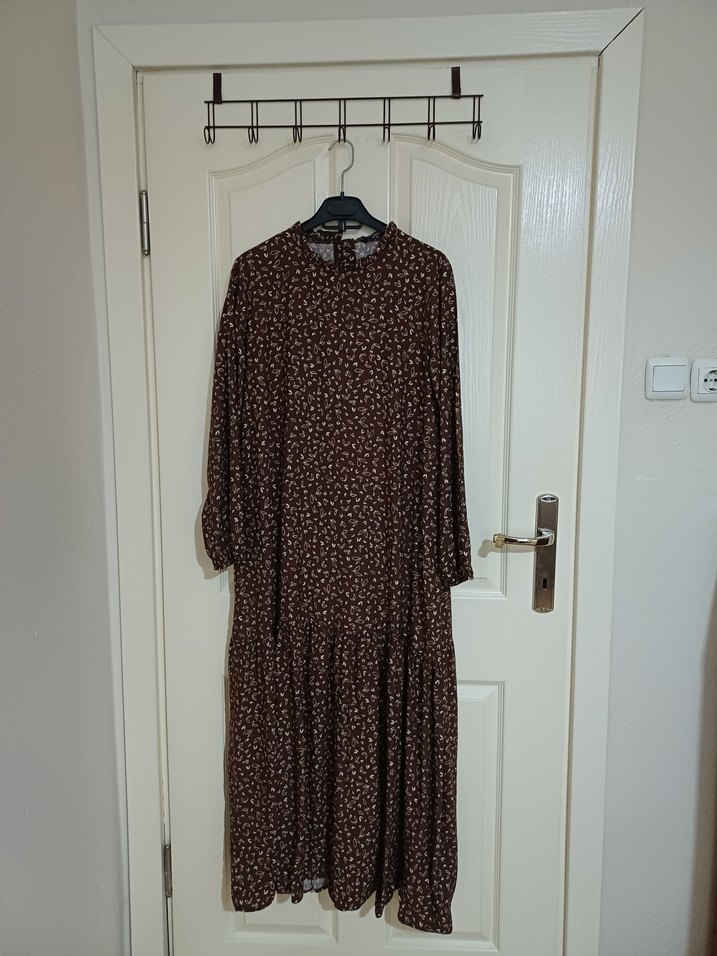 Kadın Kahverengi Uzun Bohem Elbise - Görsel 2