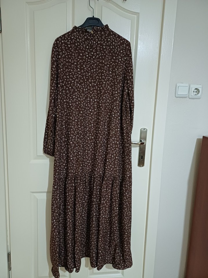 Kadın Kahverengi Uzun Bohem Elbise - Görsel 5