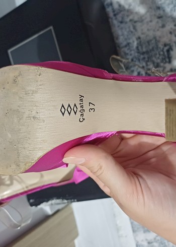 Fiyonklu Pembe Kadın Topuklu Abiye Ayakkabı - Görsel 6