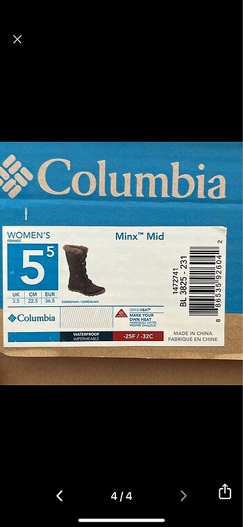 35 Beden kahverengi Renk columbia kar botu
