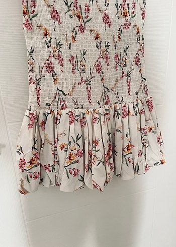 H&M Nakışlı Beyaz Mini Elbise - Görsel 5