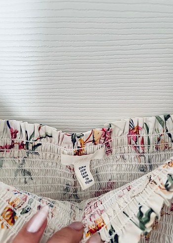 H&M Nakışlı Beyaz Mini Elbise - Görsel 4