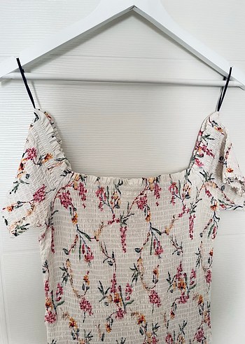 H&M Nakışlı Beyaz Mini Elbise - Görsel 6