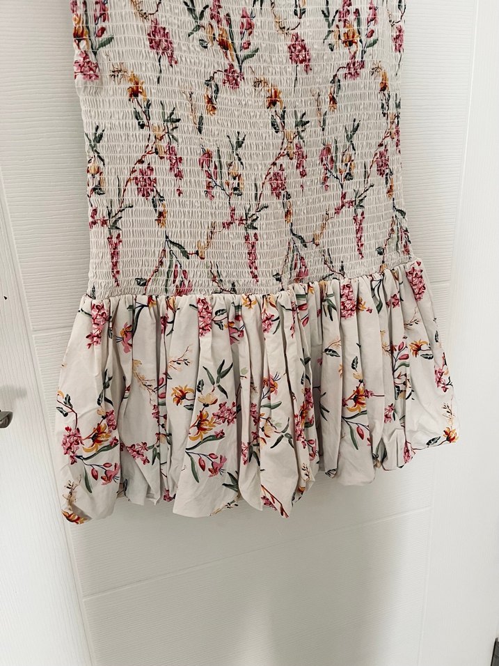 H&M Nakışlı Beyaz Mini Elbise - Görsel 5