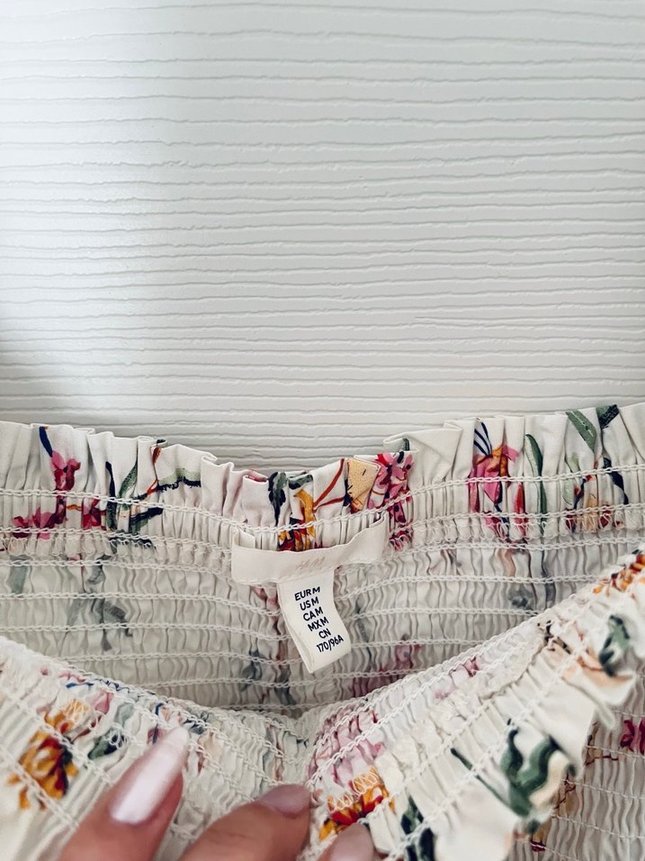 H&M Nakışlı Beyaz Mini Elbise - Görsel 4