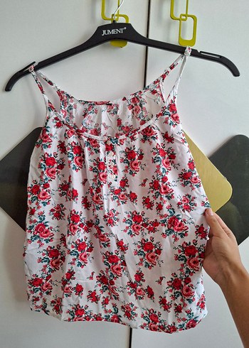 Mango Çiçek Desenli Pamuklu Askılı bluz