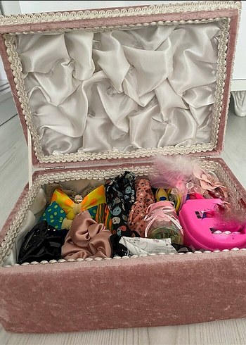 İnci İşlemeli Pembe makyaj takı sandğı - Görsel 6