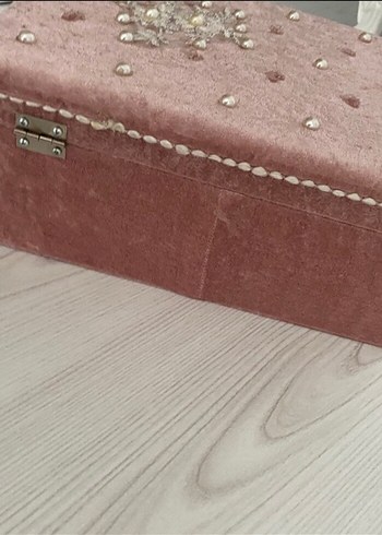 İnci İşlemeli Pembe makyaj takı sandğı - Görsel 3