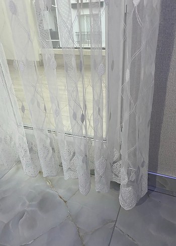Beyaz Nakışlı tül ve 2 adet fon perde - Görsel 18
