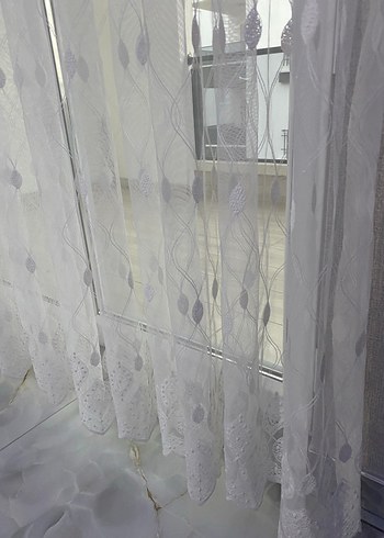 Beyaz Nakışlı tül ve 2 adet fon perde - Görsel 19