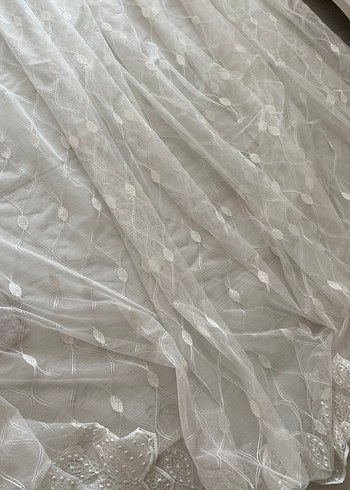Beyaz Nakışlı tül ve 2 adet fon perde - Görsel 5