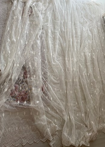 Beyaz Nakışlı tül ve 2 adet fon perde - Görsel 3
