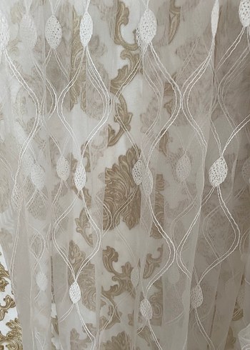 Beyaz Nakışlı tül ve 2 adet fon perde - Görsel 14