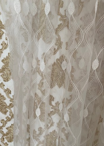 Beyaz Nakışlı tül ve 2 adet fon perde - Görsel 15
