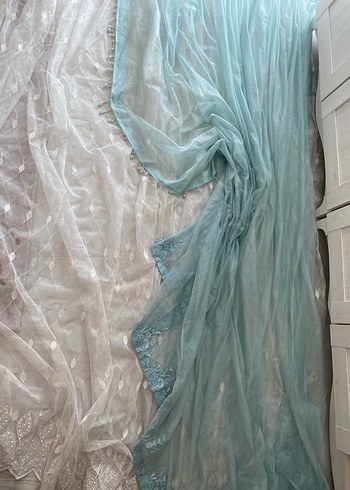 Beyaz Nakışlı tül ve 2 adet fon perde - Görsel 2