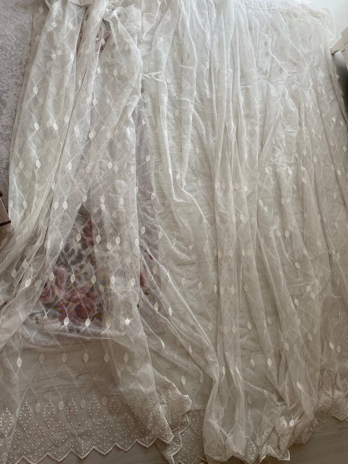 Beyaz Nakışlı tül ve 2 adet fon perde - Görsel 3