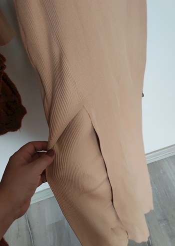 Zara Bej Uzun Kollu Yüksek Yakalı Kadın Elbise