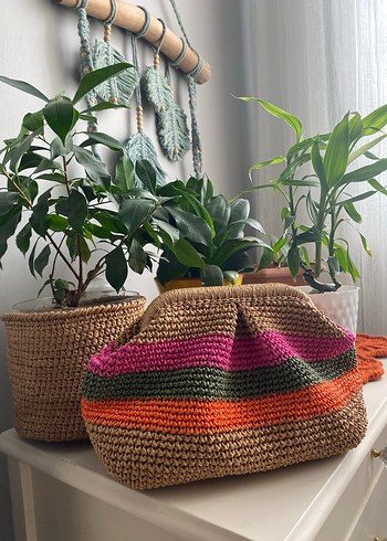 Zara Örgü Çok Renkli Kadın Clutch Çanta