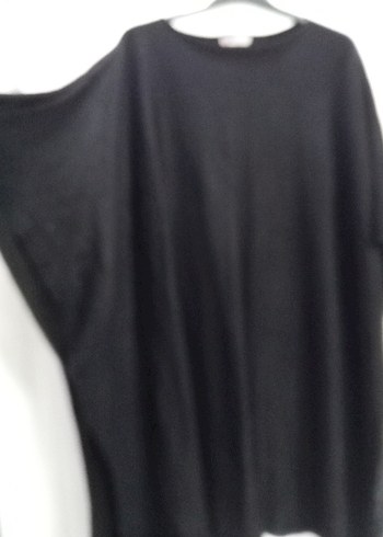 Siyah Keten Salaş Midi panço tarzında - Görsel 4