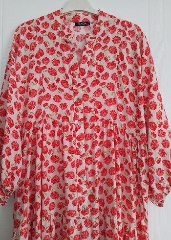 Uzun Kol, Düğmeli, Pamuklu Kadın Elbise standart beden - Görsel 3