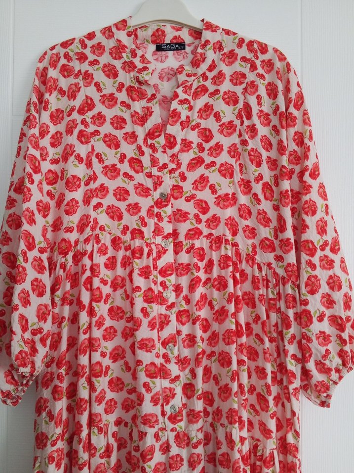 Uzun Kol, Düğmeli, Pamuklu Kadın Elbise standart beden - Görsel 3