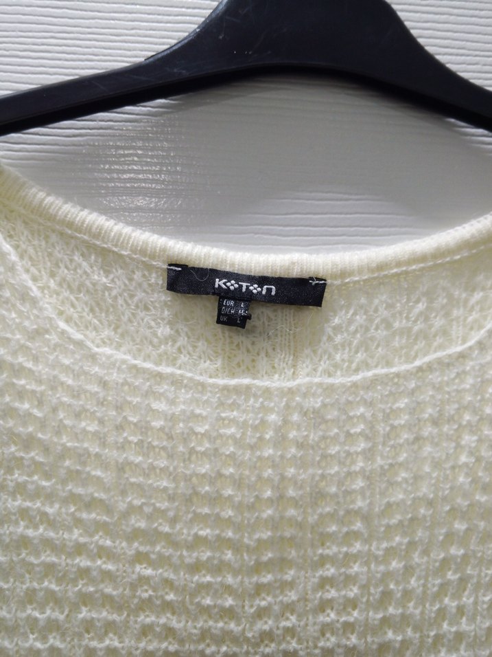 Kadın Beyaz Örgü Salaş Triko - Görsel 4