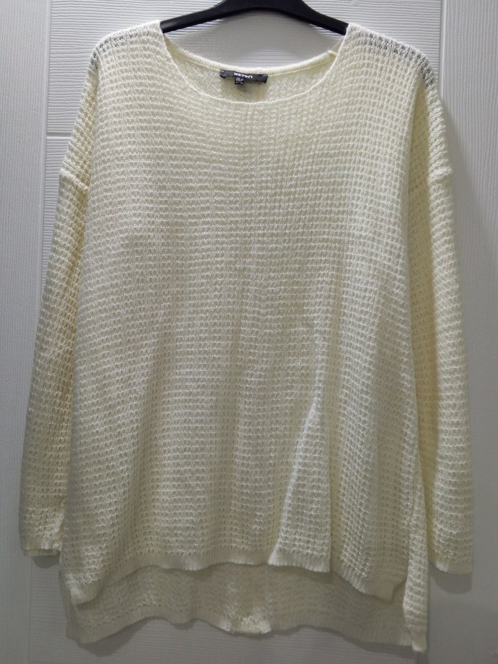 Kadın Beyaz Örgü Salaş Triko - Görsel 2