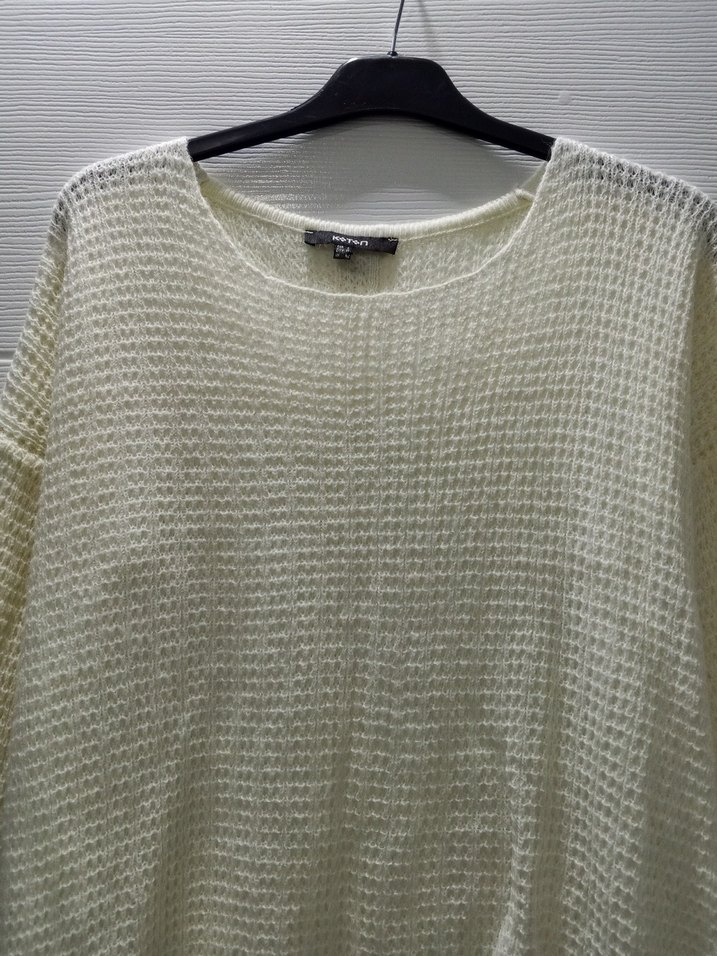 Kadın Beyaz Örgü Salaş Triko - Görsel 3