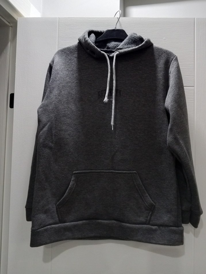 Gri Kapüşonlu Rahat Kesim Sweatshirt - Görsel 3