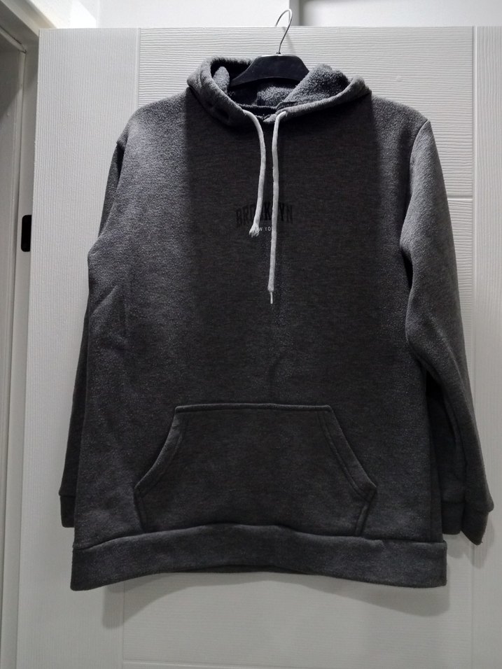 Gri Kapüşonlu Rahat Kesim Sweatshirt - Görsel 2