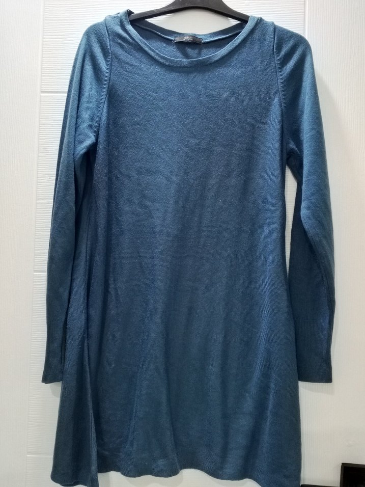 Lacivert Keten Uzun Kollu Tunik - Görsel 2