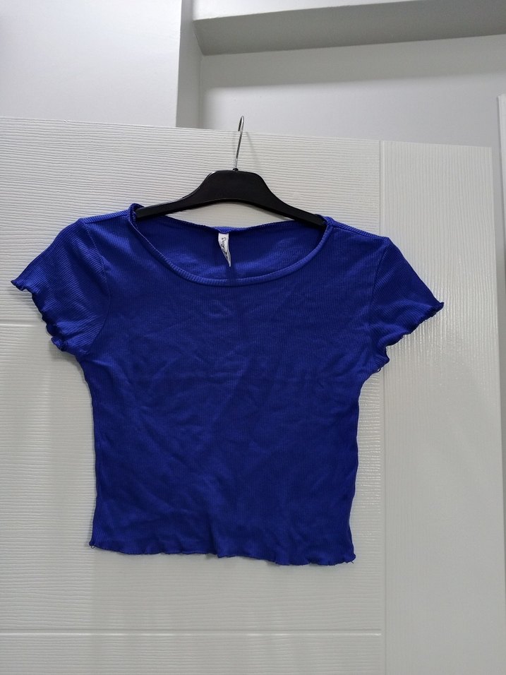 Lacivert Kısa Kollu Basic Kadın Tişört - Görsel 2