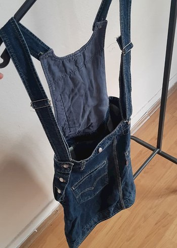 l Beden Kadın Lacivert Denim Midi Tulum