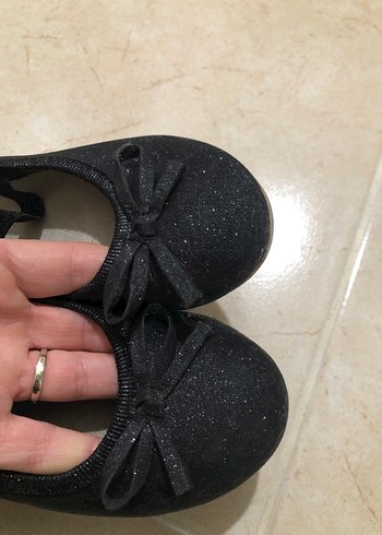 Kız Çocuk Siyah Fiyonk Detaylı Ballet Babet simli - Görsel 6