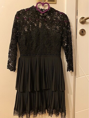 Zara siyah dantel detay elbise