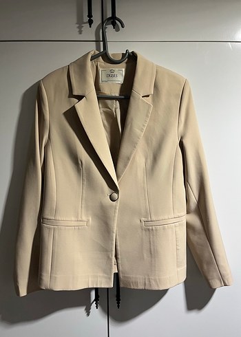 Diğer Bej Tek Dugmeli Klasik Blazer Ceket