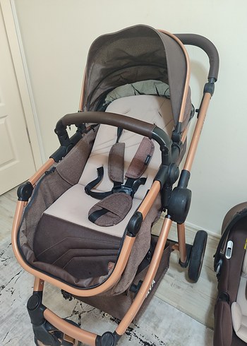 Kahverengi ve Gri Bebek Arabası Seti - Görsel 2