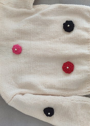 Çiçek İşlemeli Renkli  el emeği Hırka - Görsel 3