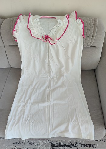 Beyaz Nakışlı Hamile ve Emzirme Geceliği - Görsel 2