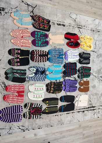 Renkli Nakışlı Örgü Kadın Ev Terlikleri - Görsel 2