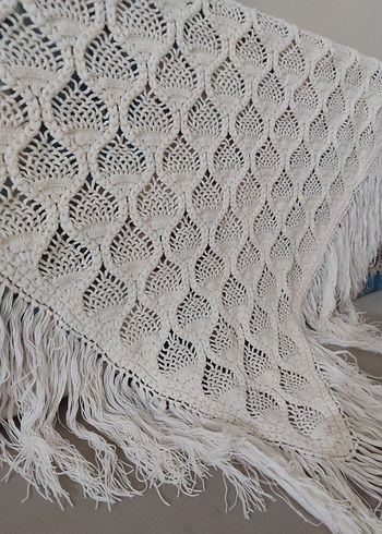 el örgüsü Dantel ve Püsküllü Bohem Kadın Şalı - Görsel 3