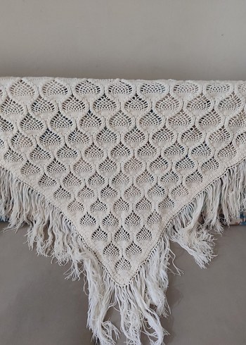 el örgüsü Dantel ve Püsküllü Bohem Kadın Şalı - Görsel 2