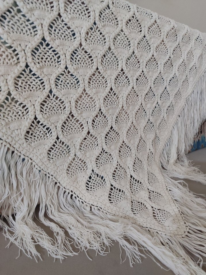 el örgüsü Dantel ve Püsküllü Bohem Kadın Şalı - Görsel 3