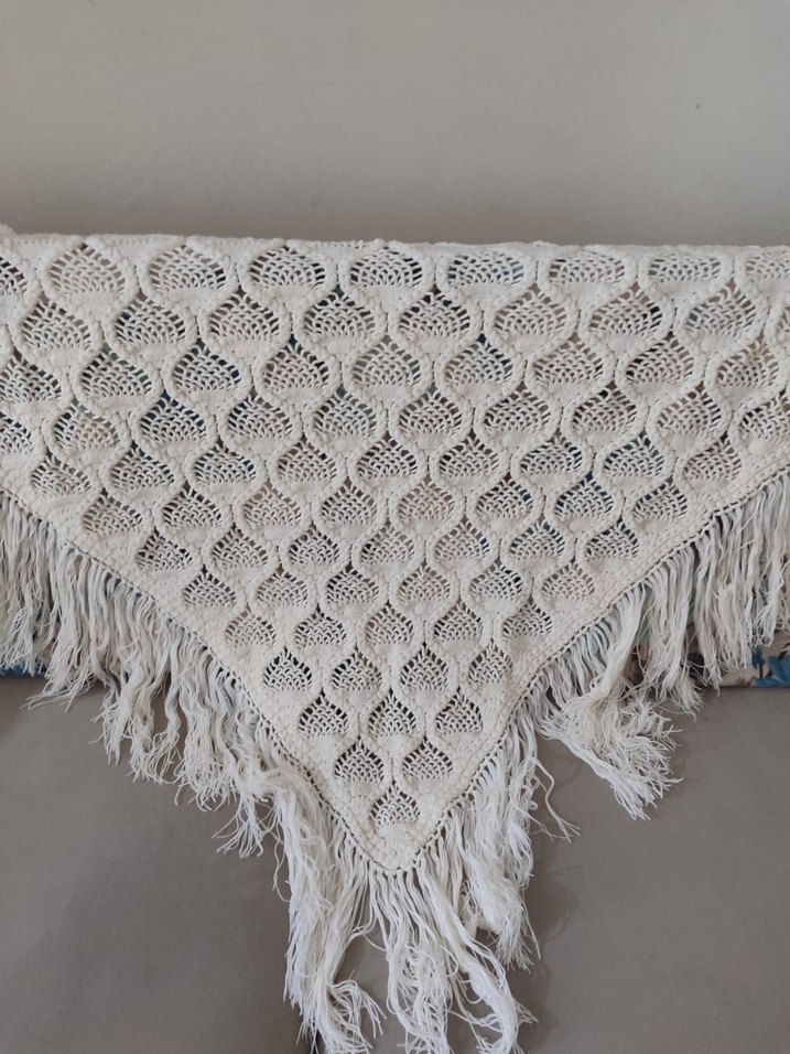 el örgüsü Dantel ve Püsküllü Bohem Kadın Şalı - Görsel 2