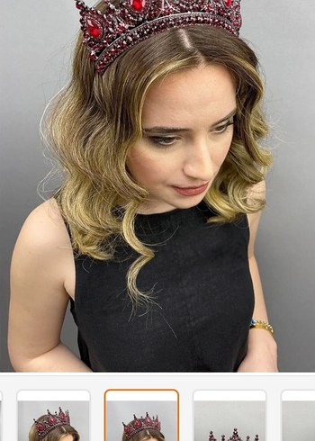 Bordo Cam Taşlı Gotik Kadın Tacı(kına) - Görsel 2