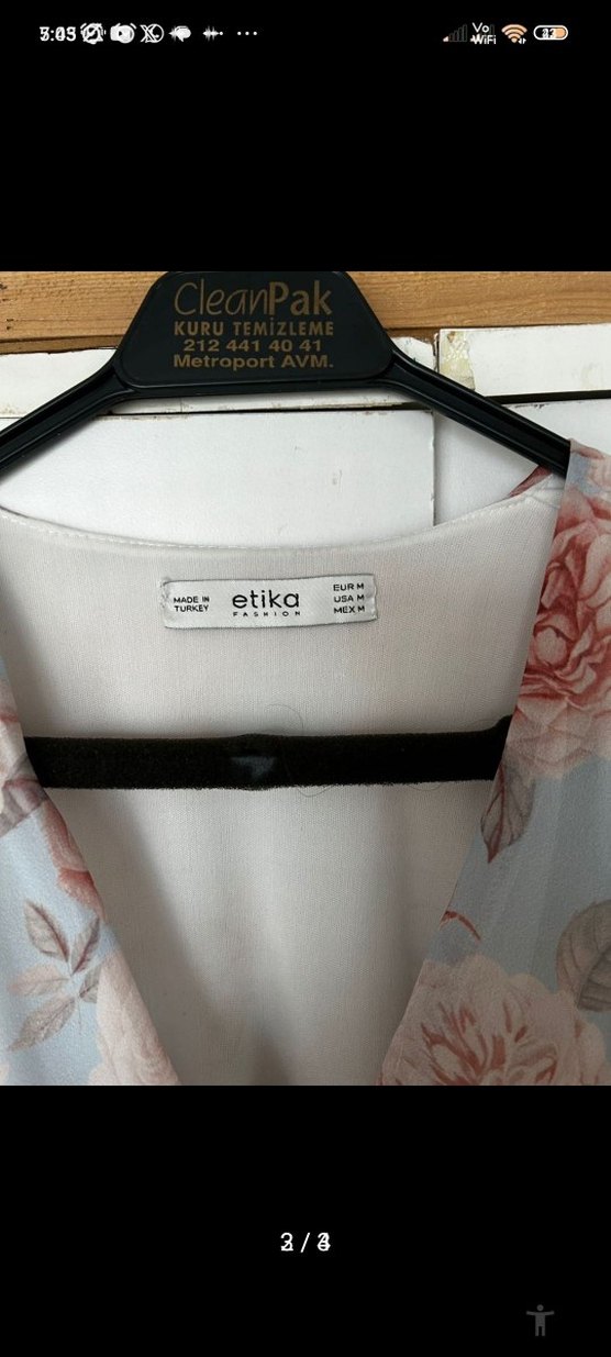 Bohem V Yaka Uzun Kollu Mini Elbise - Görsel 3