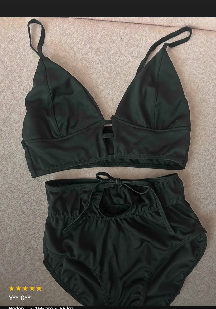 Siyah İnce Askılı Mini Bikini - Görsel 2