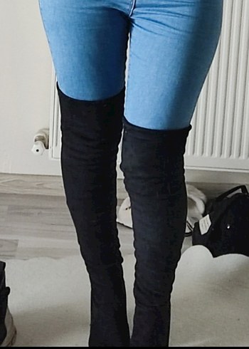 Kadın Siyah Dizüstü Stiletto Çizme çorap cizme