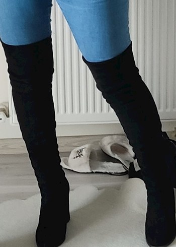 Diğer Kadın Siyah Dizüstü Stiletto Çizme çorap cizme