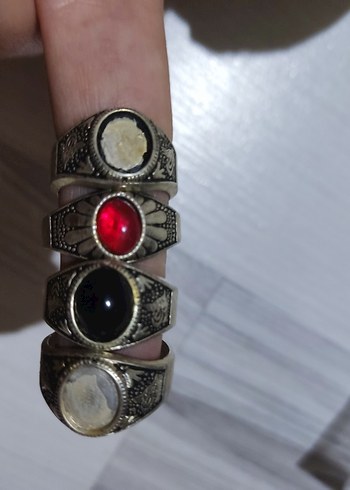 Kadın Çoklu Vintage Parlak Yüzük Seti hacı yüzüğü - Görsel 5